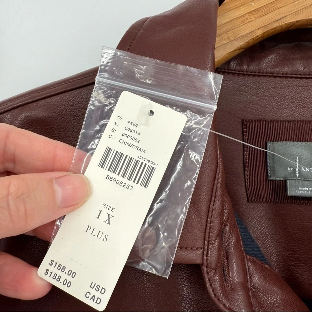 by Anthropologie Fuax Leather Midi Shirt Dress In Brown Size 1X Plus Size